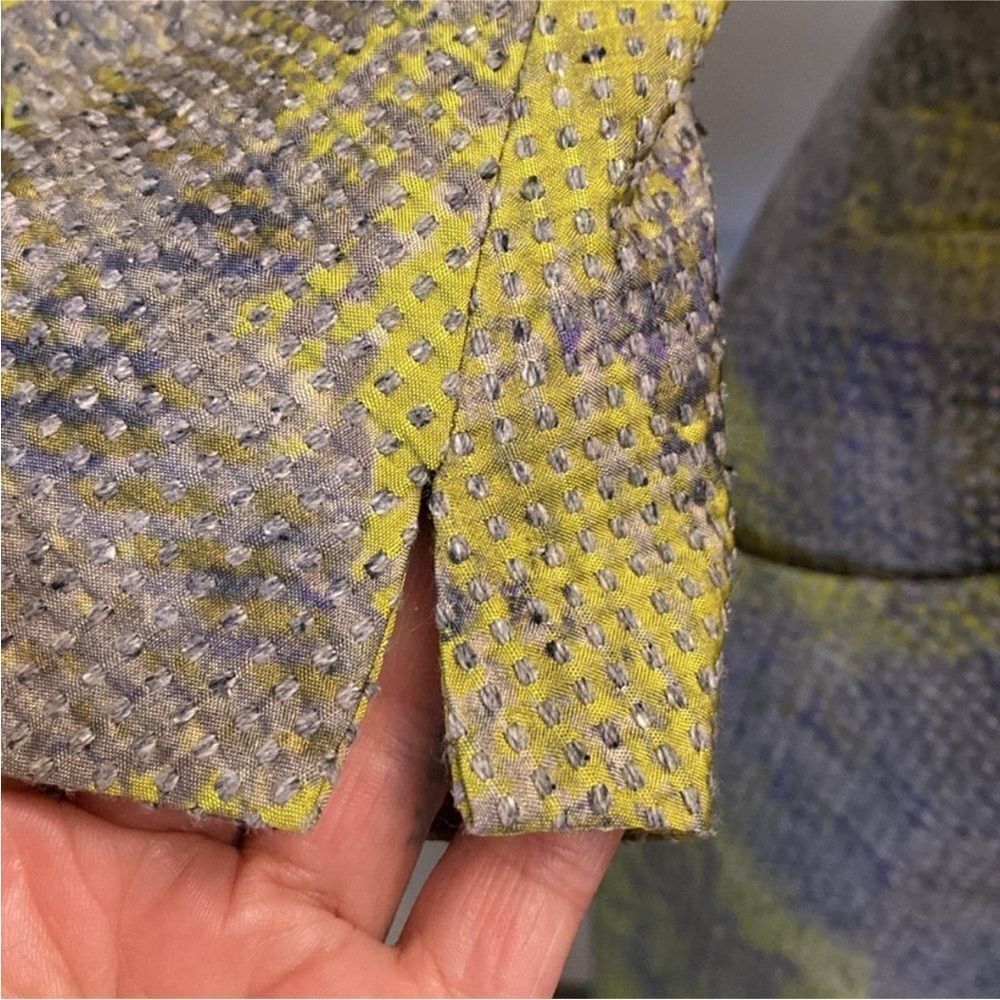Hilton Hollis Elegant Gray and Yellow Floral Dress, US4 - Picture 5 of 10